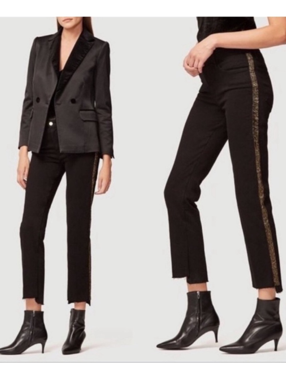 Frame Denim Le High Rise Straight Black Noir Coated Tuxedo Jeans, Size 26